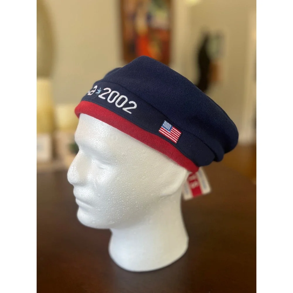 Roots Beret Hat USA OS Navy New 2002 Olympic Salt Lake City Winter Games Fleece